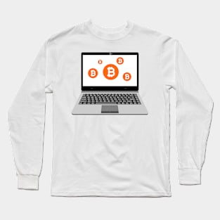 realistic laptop vector illustration display bitcoin assets Long Sleeve T-Shirt